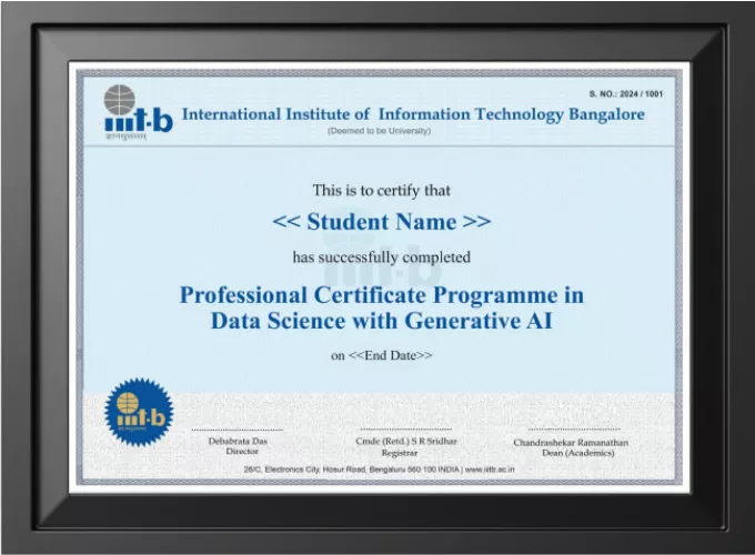IIIT Bangalore sample certificate